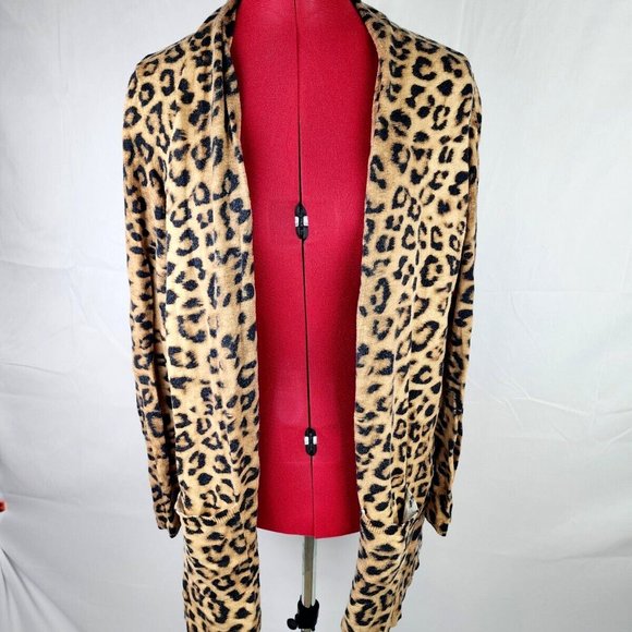 Chico's Sweaters - Chico's Leopard Cheetah Print Long Sleeve Open Front Cardigan - size 1 (M)